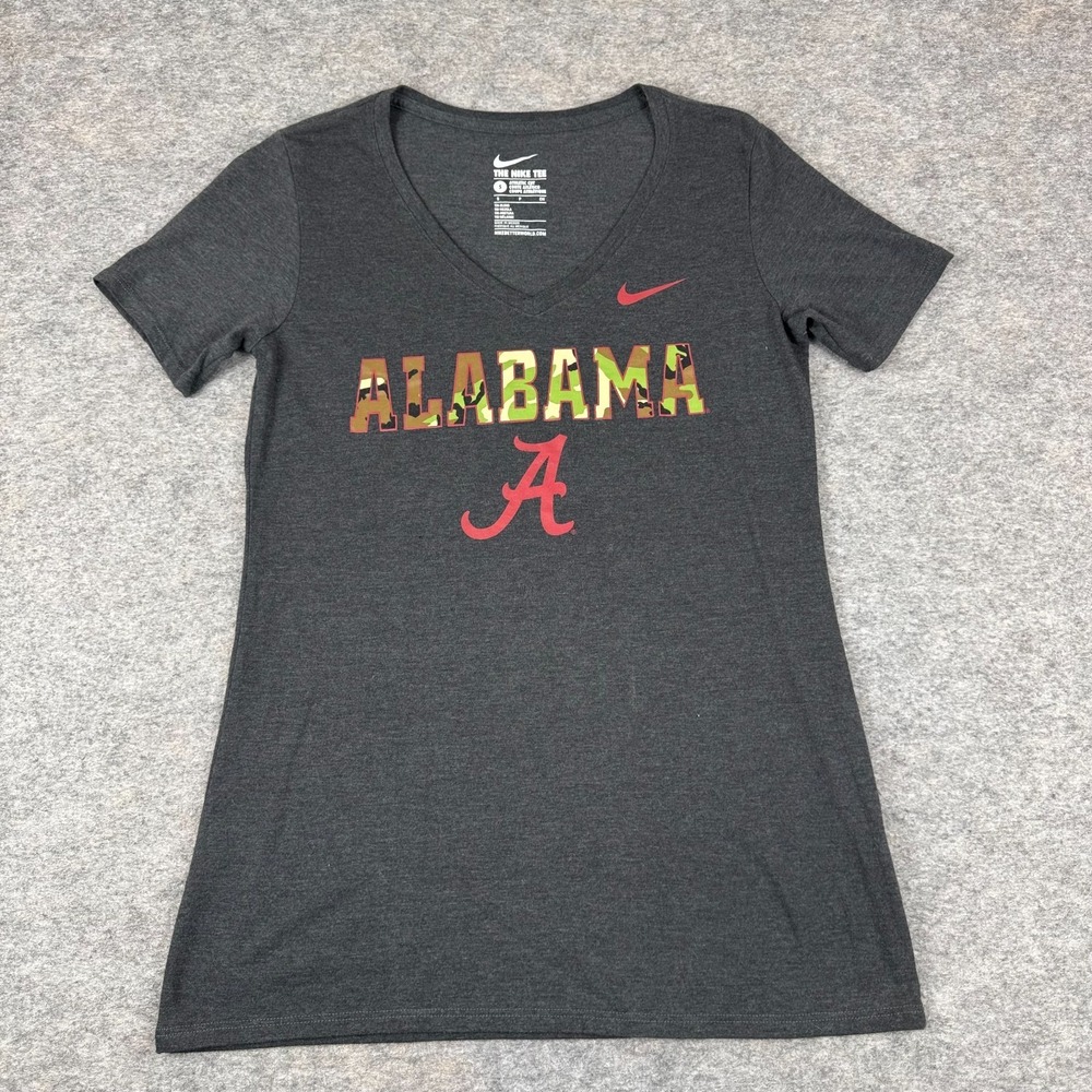 Nike‎ Alabama Crimson Tide T-Shirt Tee Athletic Cut Gray Camo Womens Small S